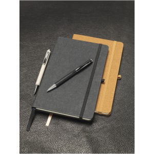 Atlana re-used leather A5 size notebook, solid black (Notebooks)