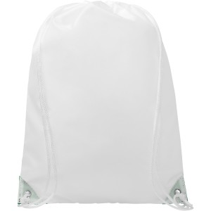 Oriole drawstring backpack with coloured corners, White, Green (Backpacks)