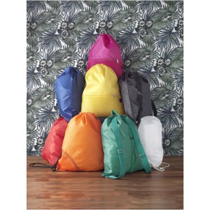Oriole drawstring backpack with coloured corners, White, Green (Backpacks)