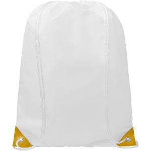 Oriole drawstring backpack with coloured corners, White, Yellow (Backpacks)