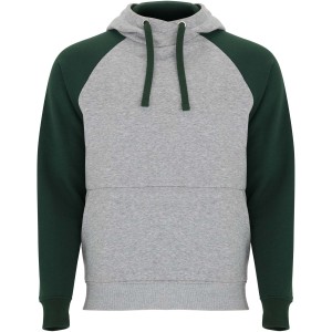 Badet unisex two-tone hoodie, Heather grey, Bottle green (Pullovers)