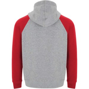 Badet unisex two-tone hoodie, Heather grey, Red (Pullovers)