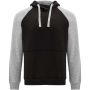 Badet unisex two-tone hoodie, Solid black, Heather grey