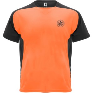 Bugatti short sleeve kids sports t-shirt, Fluor Orange, Solid black (T-shirt, mixed fiber, synthetic)