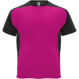 Bugatti short sleeve unisex sports t-shirt, Fuchsia, Solid black (T-shirt, mixed fiber, synthetic)