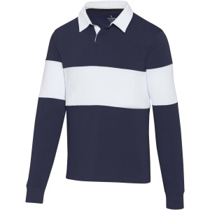 Clyde unisex organic rugby polo sweatshirt, Navy, White (Pullovers)