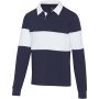 Clyde unisex organic rugby polo sweatshirt, Navy, White