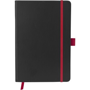 Colour-edge A5 hard cover notebook, solid black,Red (Notebooks)