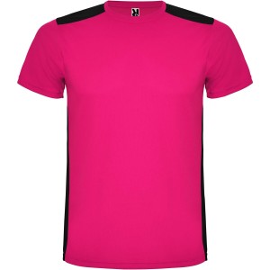 Detroit short sleeve unisex sports t-shirt, Fuchsia, Solid black (T-shirt, mixed fiber, synthetic)