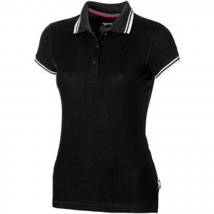 Deuce short sleeve women's polo with tipping, solid black (Polo shirt, 90-100% cotton)