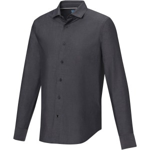 Elevate Cuprite long sleeve men's  organic shirt, Solid black (shirt)
