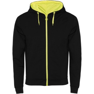 Fuji unisex sweat jacket, Solid black, Fluor Yellow (Pullovers)