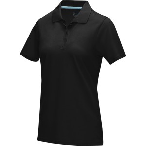 Graphite short sleeve women's GOTS organic polo, Solid black (Polo shirt, 90-100% cotton)