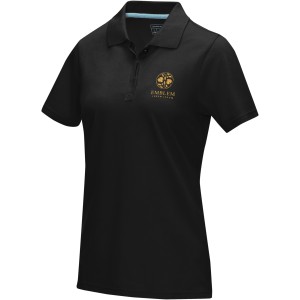 Graphite short sleeve women's  organic polo, Solid black (Polo shirt, 90-100% cotton)