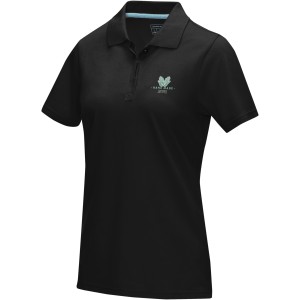Graphite short sleeve women's  organic polo, Solid black (Polo shirt, 90-100% cotton)