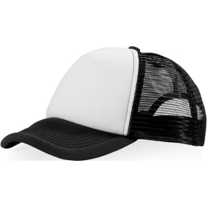 Trucker 5 panel cap, solid black,White (Hats)
