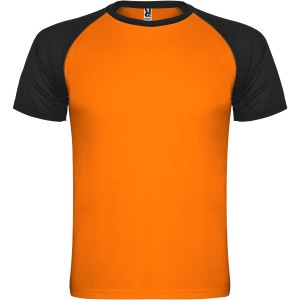 Indianapolis short sleeve unisex sports t-shirt, Fluor Orange, Solid black (T-shirt, mixed fiber, synthetic)