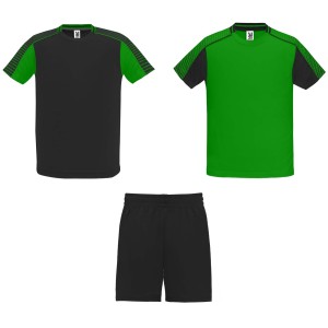 Juve unisex sports set, Fern green, Solid black (T-shirt, mixed fiber, synthetic)