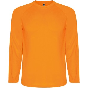 Montecarlo long sleeve kids sports t-shirt, Fluor Orange (T-shirt, mixed fiber, synthetic)