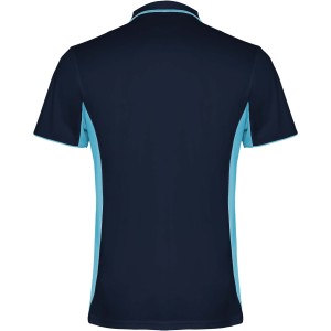 Montmelo short sleeve unisex sports polo, Navy Blue, Sky blue (T-shirt, mixed fiber, synthetic)