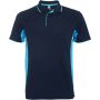 Montmelo short sleeve unisex sports polo, Navy Blue, Sky blue