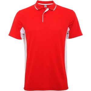 Montmelo short sleeve unisex sports polo, Red, White (T-shirt, mixed fiber, synthetic)