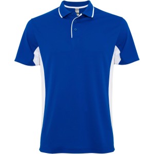 Montmelo short sleeve unisex sports polo, Royal blue, White (T-shirt, mixed fiber, synthetic)