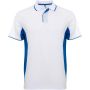 Montmelo short sleeve unisex sports polo, White, Royal blue