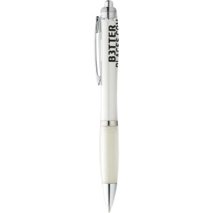 Nash ballpoint pen with coloured barrel and grip, Transparent white (Plastic pen)