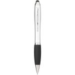 Nash coloured stylus ballpoint pen with black grip, Silver, solid black (10690301)