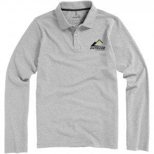 Oakville long sleeve men's polo, Grey melange (Long-sleeved shirt)