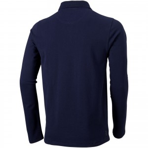 Oakville long sleeve men's polo, Navy (Long-sleeved shirt)