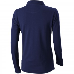 Oakville long sleeve women's polo, Navy (Long-sleeved shirt)