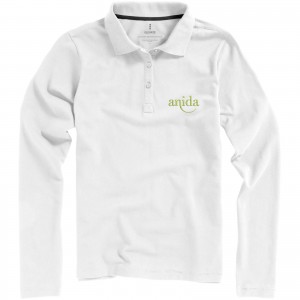 Oakville long sleeve women's polo, White (Long-sleeved shirt)