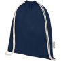 Oregon 140 g/m2 GRS recycled cotton drawstring bag, Navy