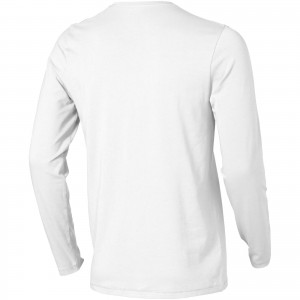 Ponoka long sleeve men's organic t-shirt, White (Long-sleeved shirt)