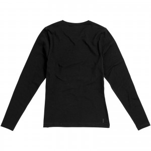 Ponoka long sleeve women's organic t-shirt, solid black (Long-sleeved shirt)