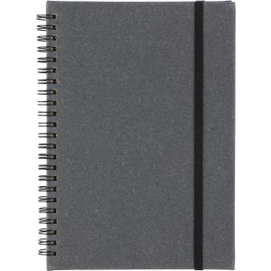 Recycled leather notebook A5 Egon, black (Notebooks)