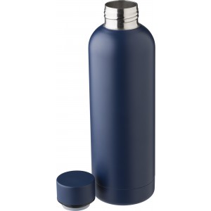 Recycled stainless steel bottle Isaiah, navy (Water bottles)