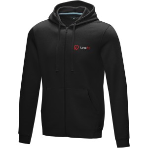 Ruby men's  organic GRS recycled full zip hoodie, Solid black (Pullovers)