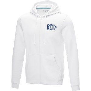 Ruby men's  organic GRS recycled full zip hoodie, White (Pullovers)
