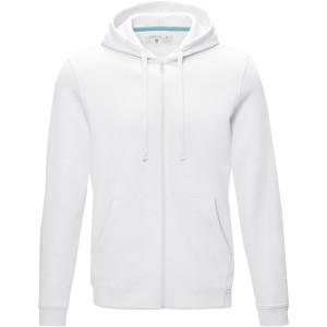 Ruby men's  organic GRS recycled full zip hoodie, White (Pullovers)