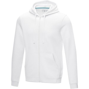 Ruby men's  organic GRS recycled full zip hoodie, White (Pullovers)