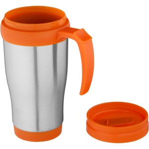 Sanibel 400 ml insulated mug, Silver,Orange (Mugs)