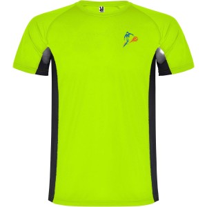 Shanghai short sleeve kids sports t-shirt, Fluor Green, Solid black (T-shirt, mixed fiber, synthetic)