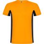 Shanghai short sleeve kids sports t-shirt, Fluor Orange, Solid black
