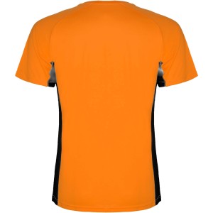 Shanghai short sleeve men's sports t-shirt, Fluor Orange, Solid black (T-shirt, mixed fiber, synthetic)