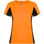 Shanghai short sleeve women's sports t-shirt, Fluor Orange, Solid black