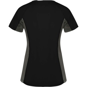 Shanghai short sleeve women's sports t-shirt, Solid black, Dark Lead (T-shirt, mixed fiber, synthetic)