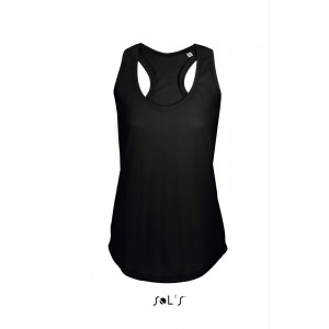 SOL'S MOKA - WOMEN?S RACER BACK TANK TOP, Deep Black (T-shirt, 90-100% cotton)